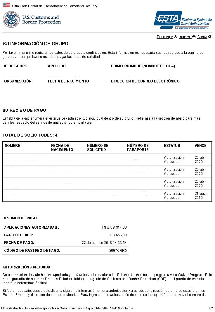 Solicitud ESTA 2018 P&aacute;gina 1