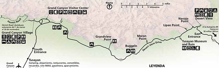gran canyon mapa south rim