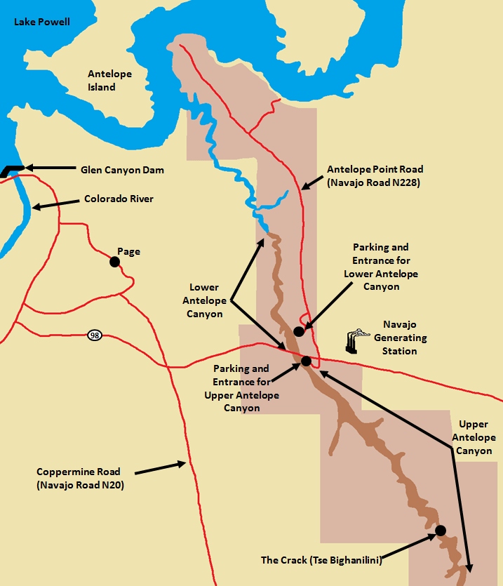 antelope canyon map