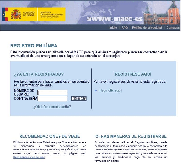 Registro viajeros