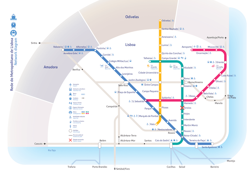 Diagrama da Rede de metro de Lisboa