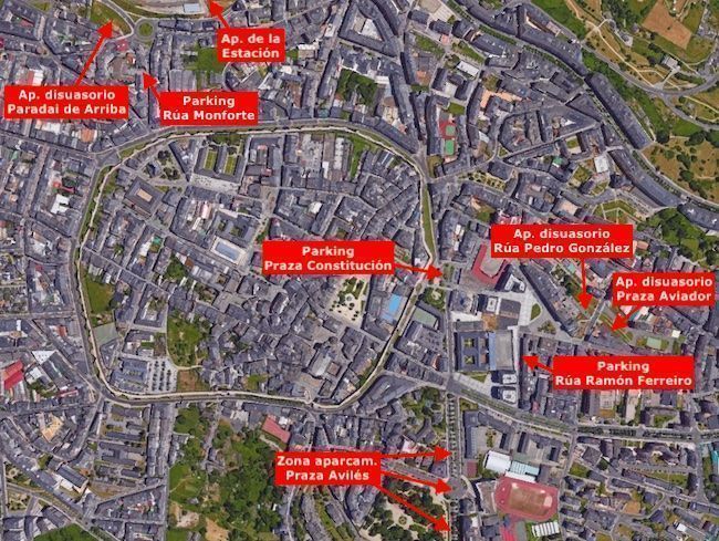 Plano parkings en Lugo