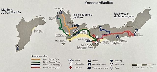 Mapa de las Islas Cíes