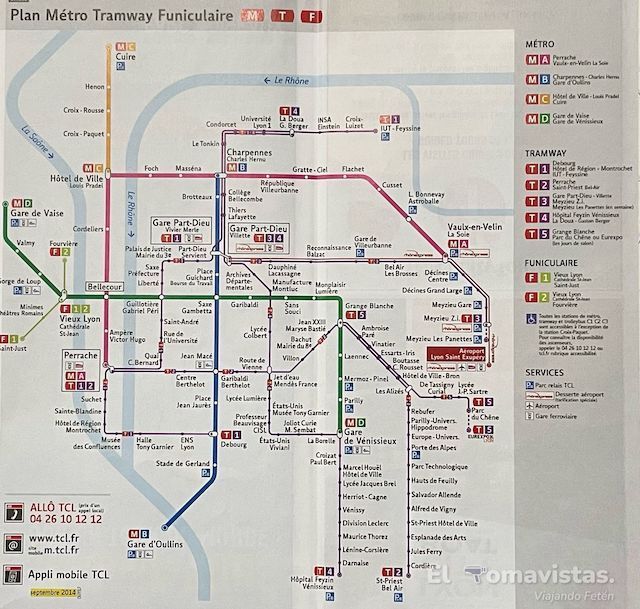 Plano metro/tranvía de Lyon