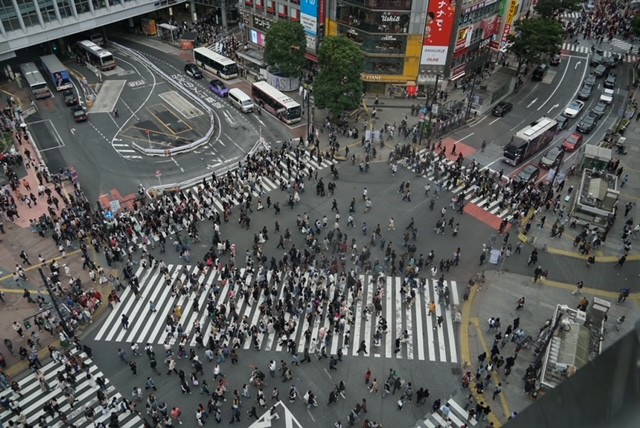 Cruce de Shibuya en Tokio visto desde las alturas