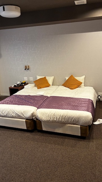 Habitación del Hotel S-Presso West en Osaka con camas individuales y espacio amplio