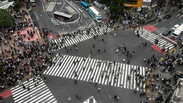 Vista aérea del cruce de Shibuya en Tokio