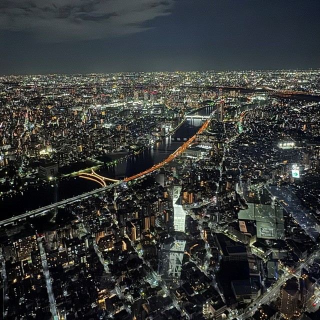 Vista panorámica de Tokio desde el mirador de la Tokyo Skytree de noche
